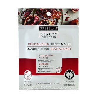 Купить Freeman Beauty Infusion Revitalizing Sheet Mask Тканинна маска для обличчя "Гранат і пептиди" в Украине