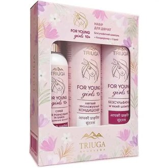 Купить Triuga  Набір для дівчаток «For young girls» 10+ Шампунь,бальзам,спрей для волосся. в Украине